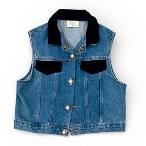 Elizabeth Collier vintage Women's Denim and velvet vest Size M